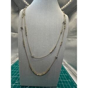 Chico’s Hexie Multi Strand Gold Tone Necklace‎ with Shimmering Beads